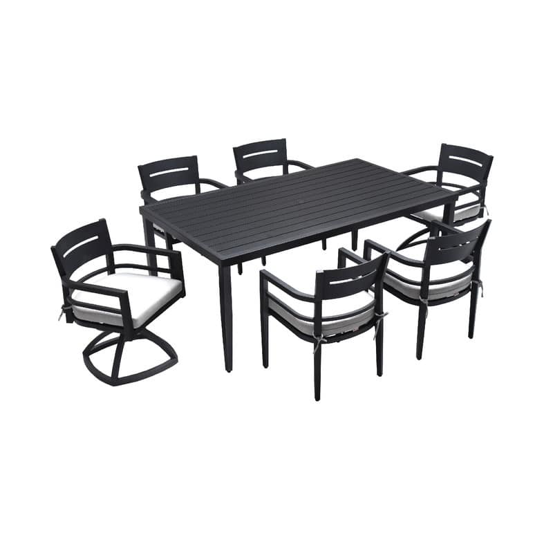 7-Piece Outdoor Patio Aluminum Furniture including 4 Dining Chairs & 2 Swivel Rockers