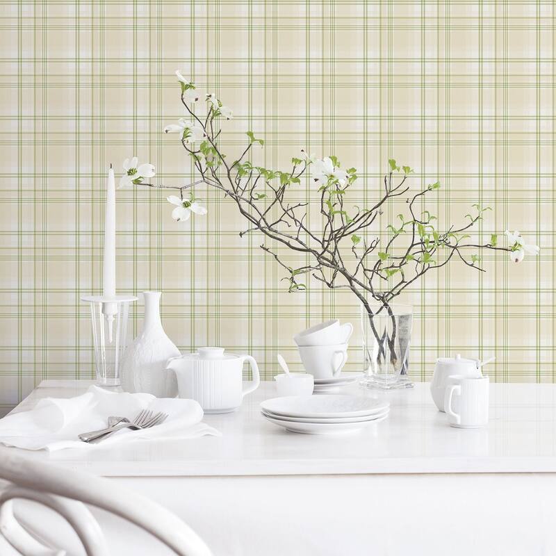 Galerie Wallcoverings Kitchen Recipes Traditional Plaid Design Vinyl on Non-woven Matte Wallpaper Roll