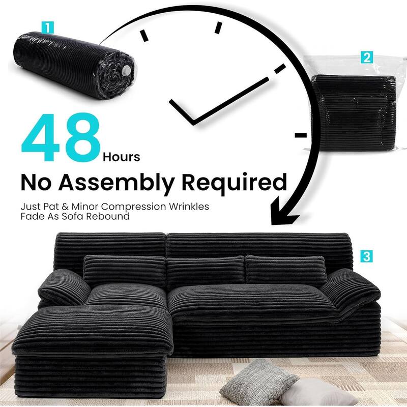 100" L-Shaped Cloud Sectional Couch With Double-Layer Thickened Deep Seat