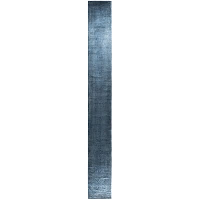 Overdyed One-of-a-Kind Hand-Knotted Runner Rug - Gray - 2' 6" x 21' 3"