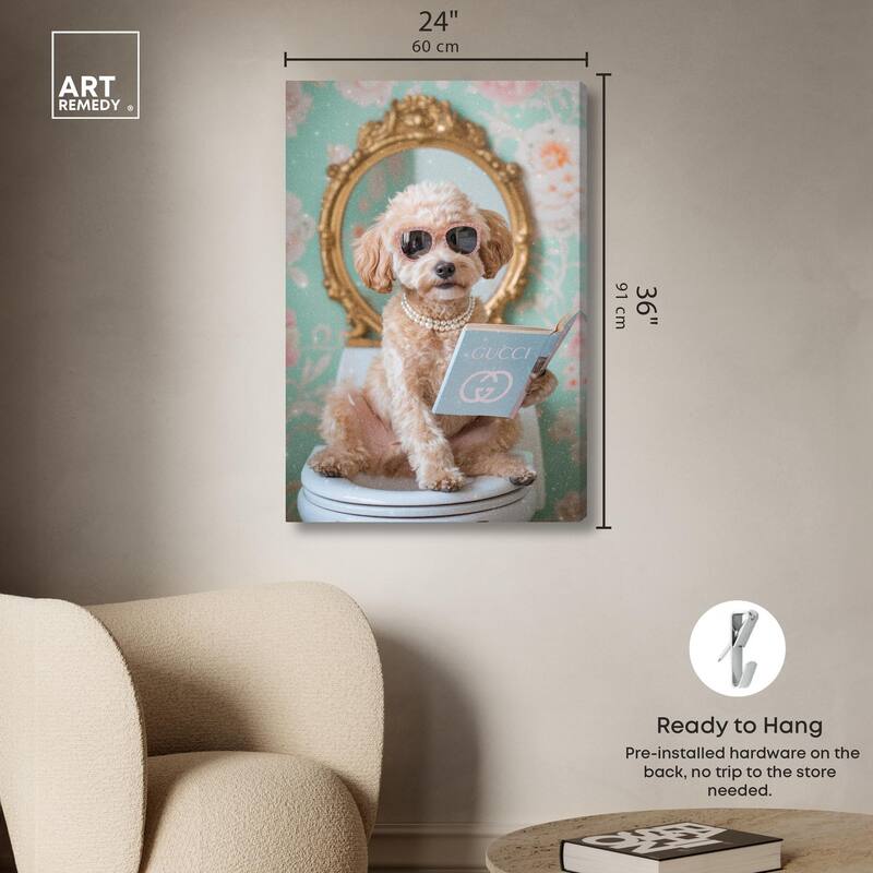 Goldendoodle Toilet Time Canvas by Art Remedy, Gallery Wrapped
