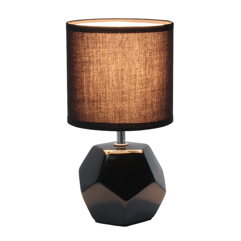 10.24" Modern Geometric Table Lamp with Ceramic Base and Fabric Shade for Bedroom or Office - 5.51"L x 5.51"W x 10.24"H