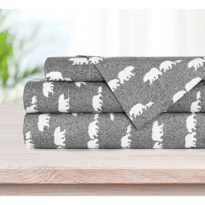 Printed 4 Piece King Bear Family Sheet Set