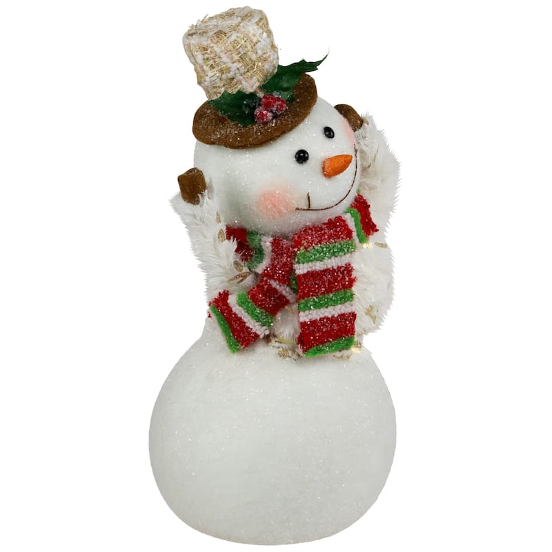 Smiling and Waving Snowman Christmas Figurine - 11.25"
