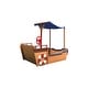 preview thumbnail 9 of 7, Outsunny Pirate Ship Sandbox with Cover and Rudder Wooden Sandbox - 63.00" * 30.70" * 40.50"