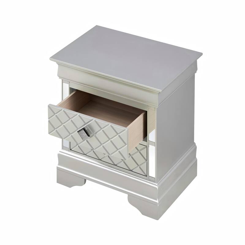 Silver Champagne Nightstand with Two Drawers