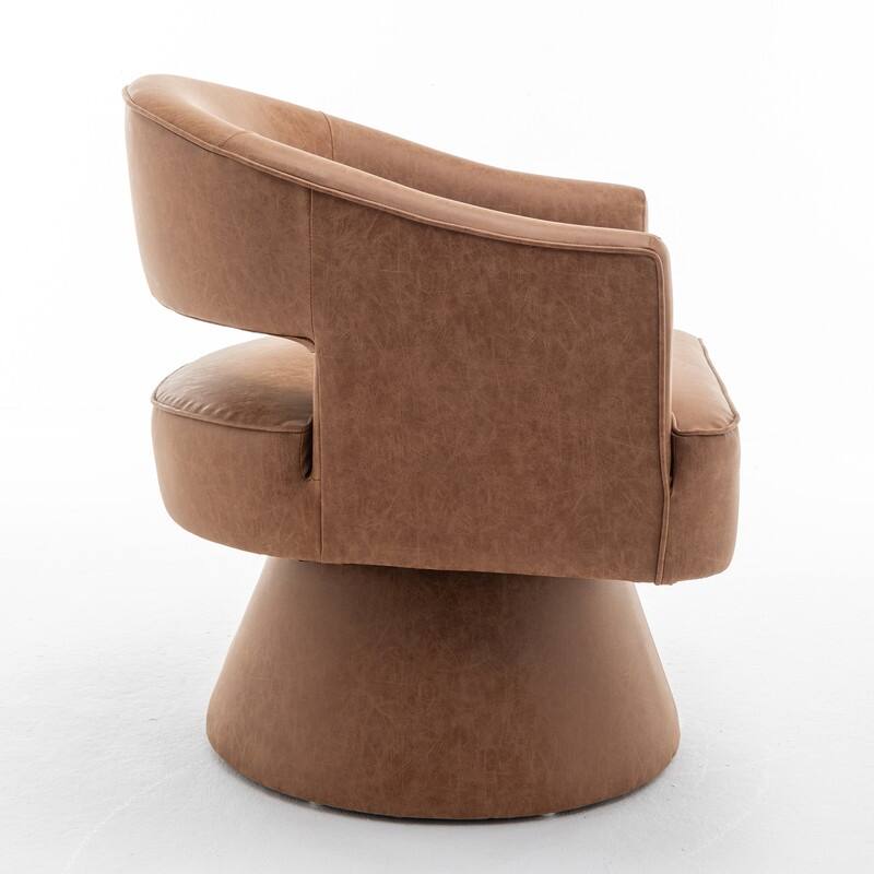 SEYNAR Modern PU Leather 360 Degree Swivel Accent Barrel Chair