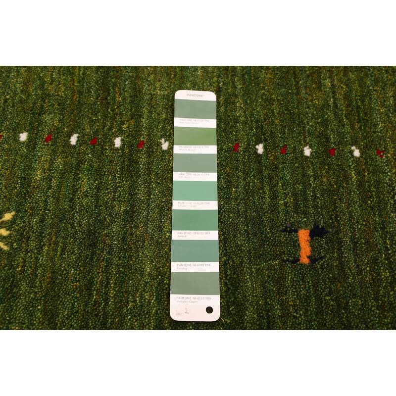 ECARPETGALLERY Hand Loomed Kashkuli Gabbeh Green Wool Rug - 5'0 x 7'10