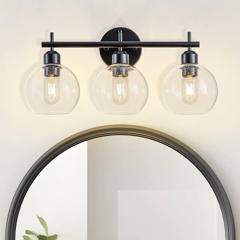 Starsky Modern 3-Light Dimmable Vanity Light with Seeded Glass Globes