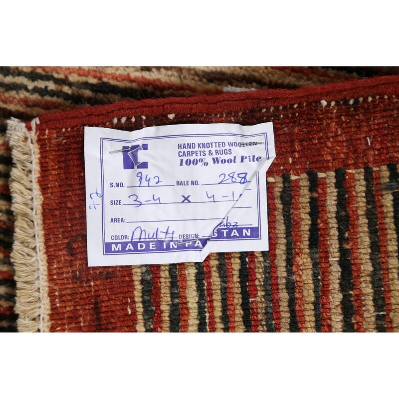 Modern Striped Gabbeh Kashkoli Oriental Area Rug Wool Handmade - 3'3" x 4'8"