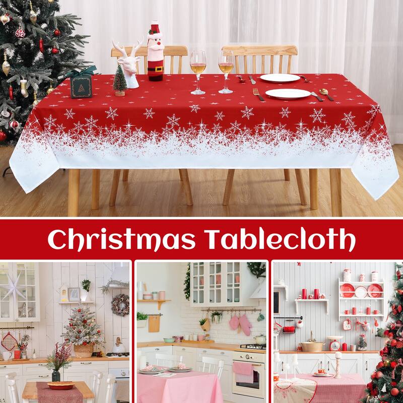 Christmas Tablecloth Snowflakes Xmas Decor for Rectangle Tables