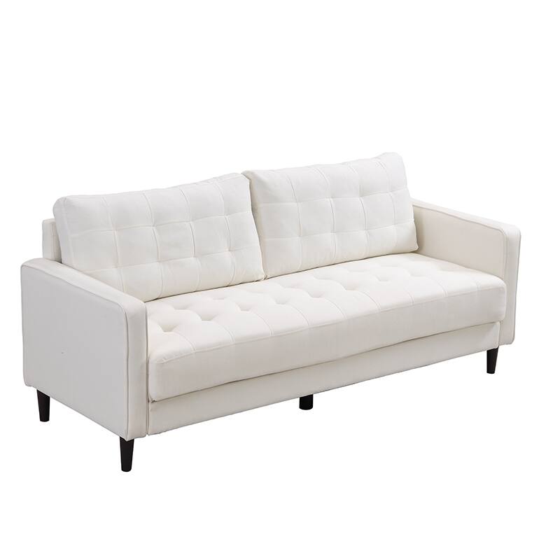 74 inch High Resilience 3 Seater Sofa Wooden Frame Comfy Modern Upholstered Beige