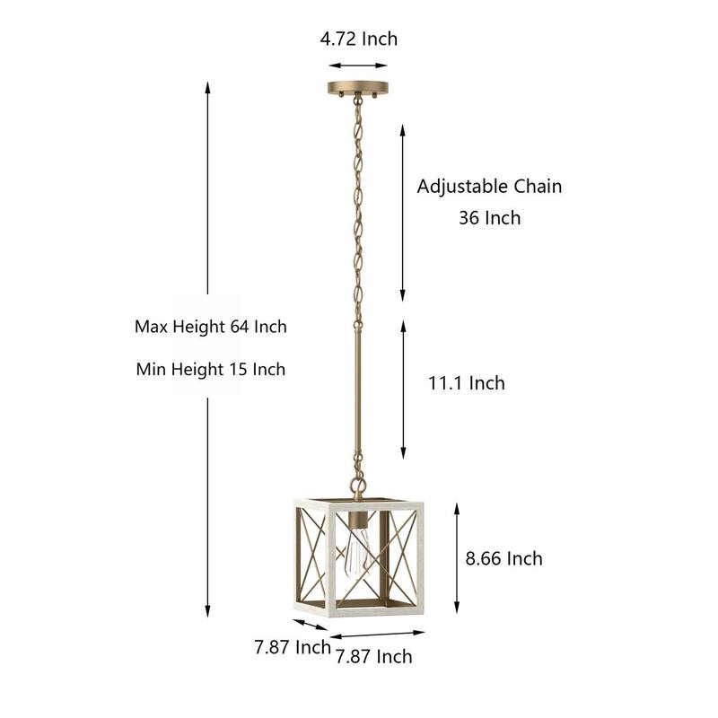 Acroma 1-light Farmhouse Rustic Rectangle Kitchen Island Pendant Light - 8 inches