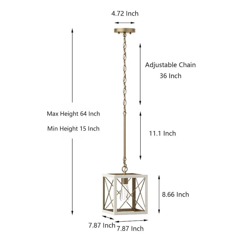Kiro 1-light Modern Farmhouse Rectangle Pendant Light with UL Certified
