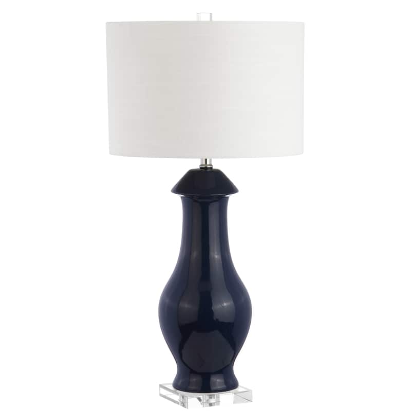 Tate 31" Ceramic/Crystal LED Table Lamp, Navy/Clear by JONATHAN Y