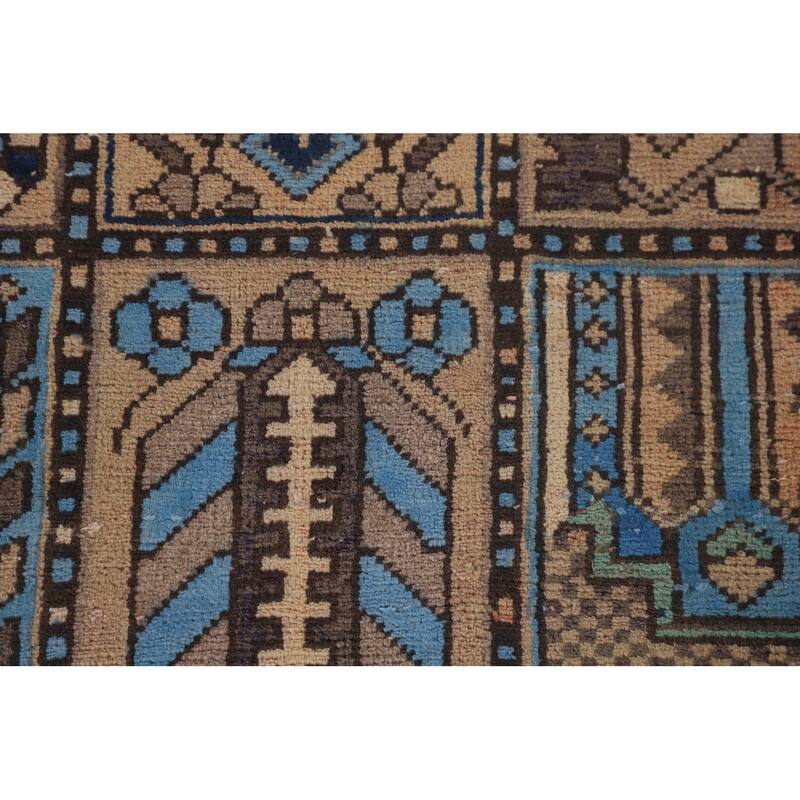 Garden Design Bakhtiari Persian Vintage Rug Handmade Blue Wool Carpet - 6'11"x 10'2"