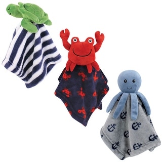 Hudson Baby Infant Boy Animal Face Security Blanket, Sea Creatures, One Size - Sea Creatures - One Size