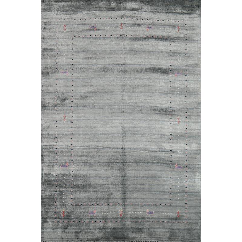 Hand Knotted Oriental 100% Wool Carpet Tribal Tribal Greys & Charcoal Gabbeh Area Rug - 5' 11'' X 4' 0''