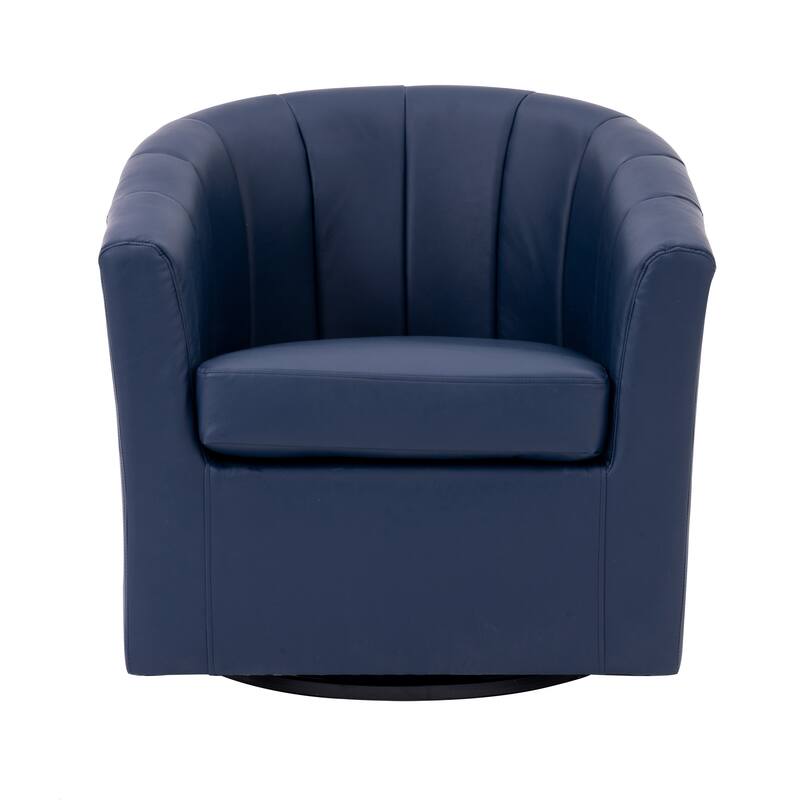 Porthos Home Manon Swivel Faux Leather Barrel Accent Chair with Removable Seat Cushion