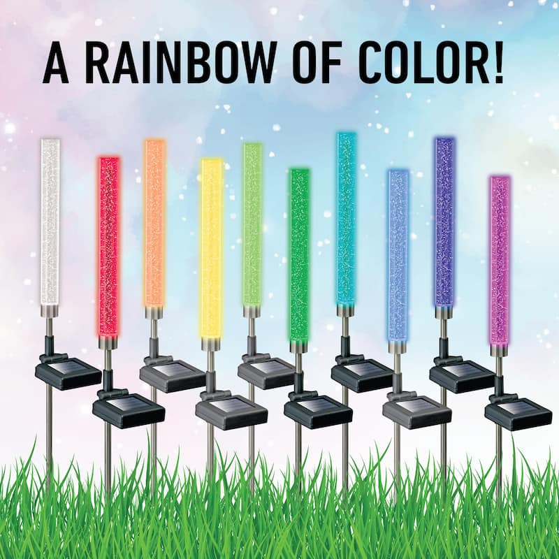 Bell + Howell Color Changing Solar Powered Glimmer Sticks for Gardens and Pathways - 4 Pack - White