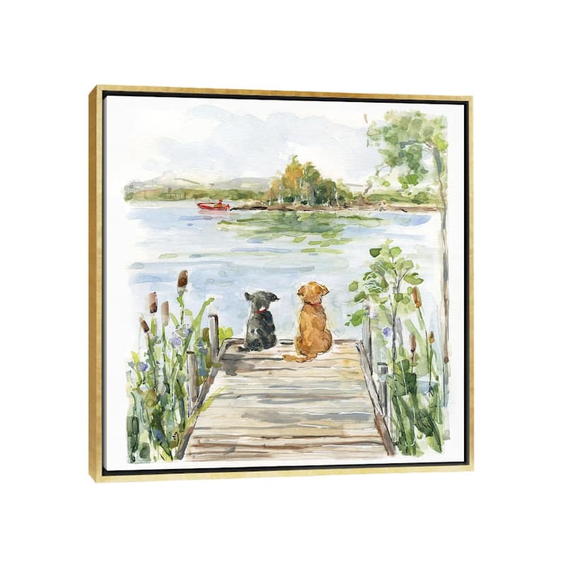 iCanvas "Lake Buddies" by Sally Swatland Framed Canvas Print - Gold - 12x12