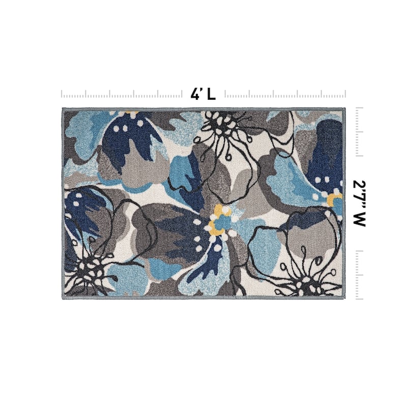 World Rug Gallery Modern Floral Non-Slip Area Rug