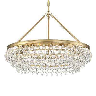Calypso 6 Light Crystal Teardrop Vibrant Gold Chandelier - 30'' W x 20'' H