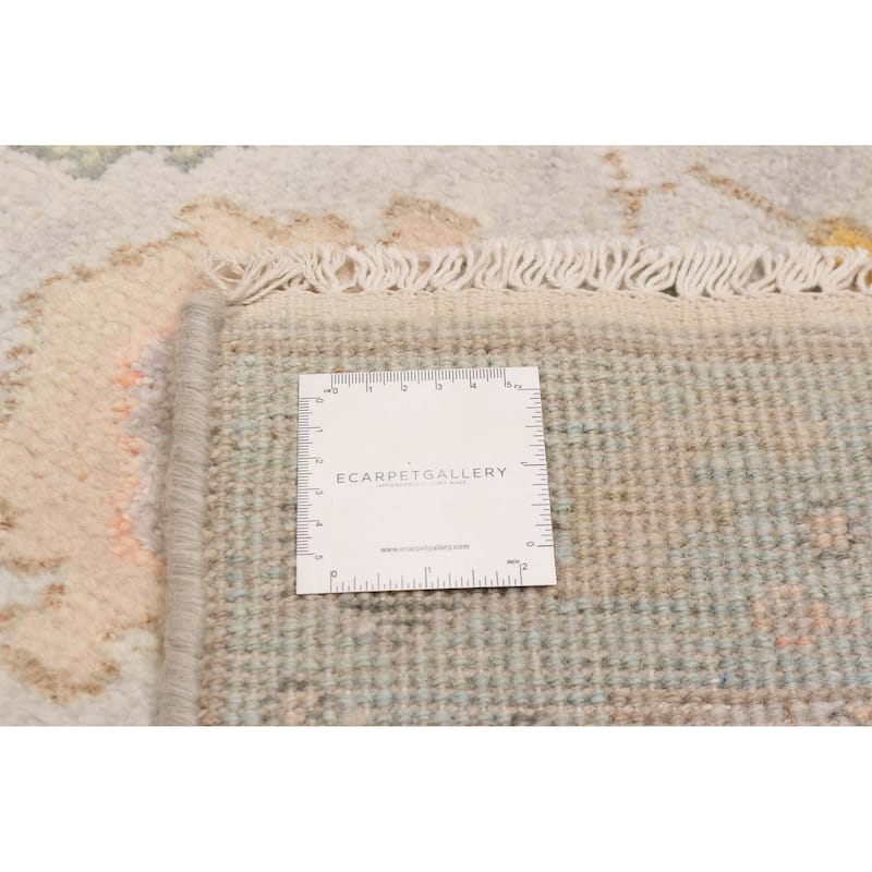 ECARPETGALLERY Hand-knotted Modern Oushak Light Grey Wool Rug - 2'5 x 11'11