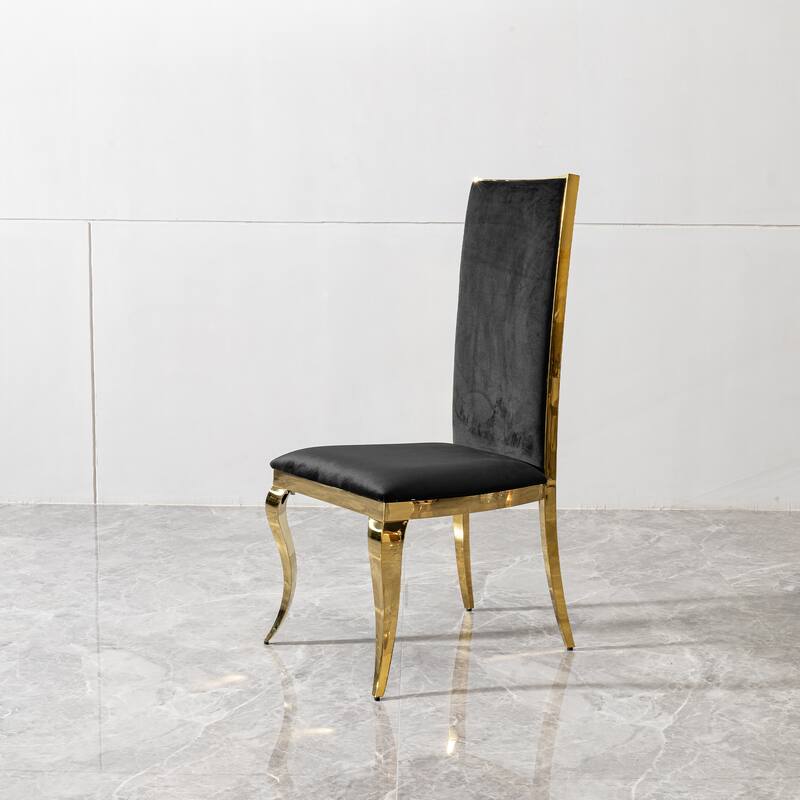 Black Gold Decorative Chair Accent Chair Stylish Office Chair Reception Chair with Stainless Steel Legs