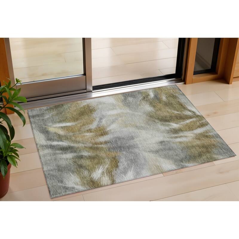 HomeRoots Abstract Transitional Rectangle Outdoor Rug - 3' x 5'