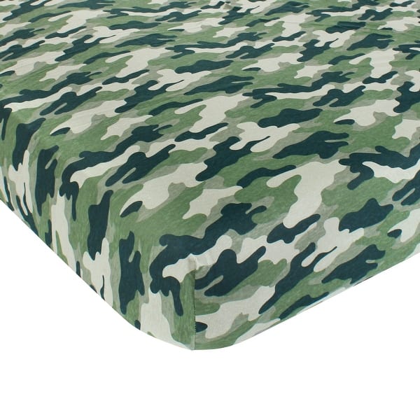 slide 1 of 1, Hudson Baby Cotton Fitted Crib Sheet, Camo, One Size - Camo - One Size One Size - Camo