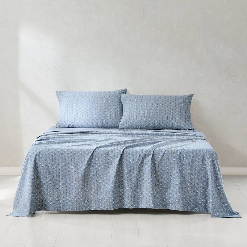 Lush Decor Freesia Blue Cotton Sheet Set - Full