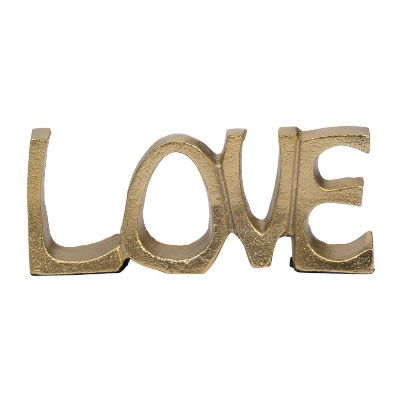 Decorative LOVE Sculpture for Home Decor - 8", Gold - 8" x 1.25" x 3.25" - Gold/ Metallic - 8" x 1.25" x 3.25"