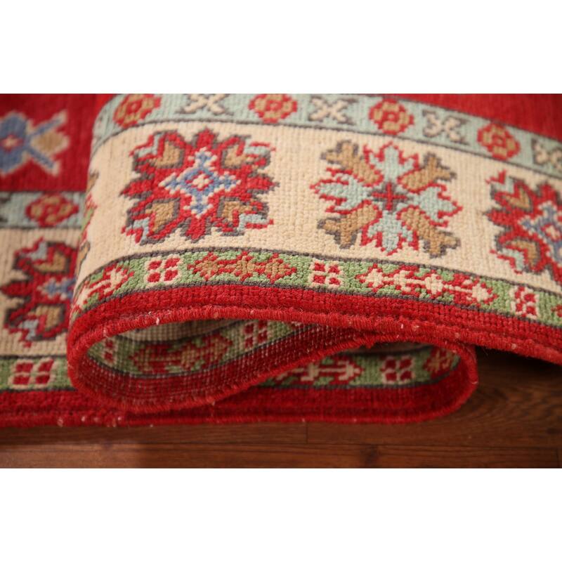 Traditional Kazak Accent Rug Handmade Geometric Wool Carpet - 3'4"x 5'0"