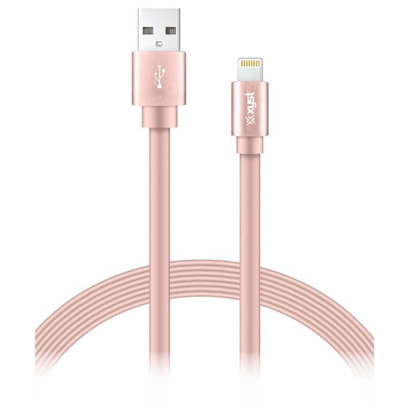 Xyst Charge and Sync USB to Lightning Flat Cable 4Ft - Rose Gold