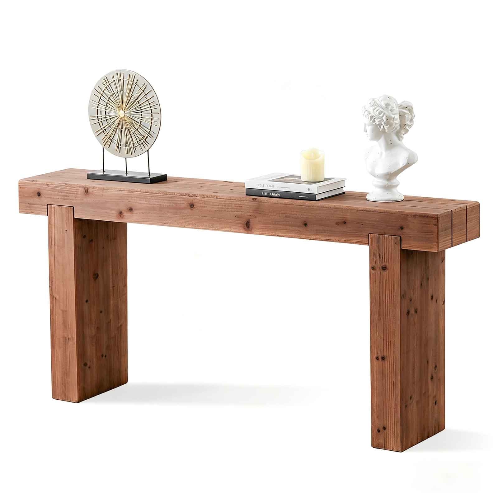 Solid Wood Natural Console Table, Entrance Table 63-Inch Simple Long Table