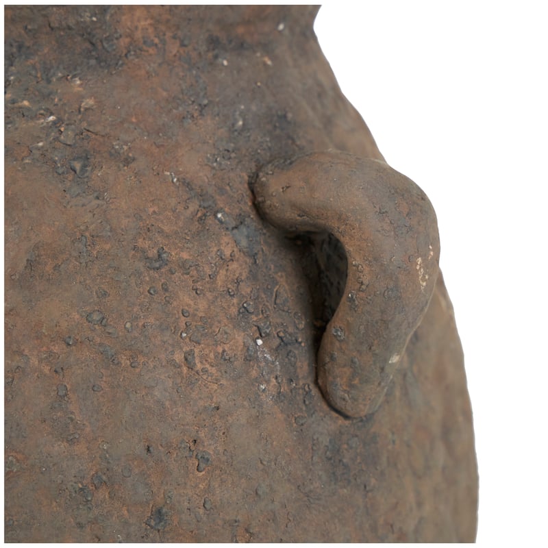 Dark Brown Ceramic Handmade Textured Vase with Handles