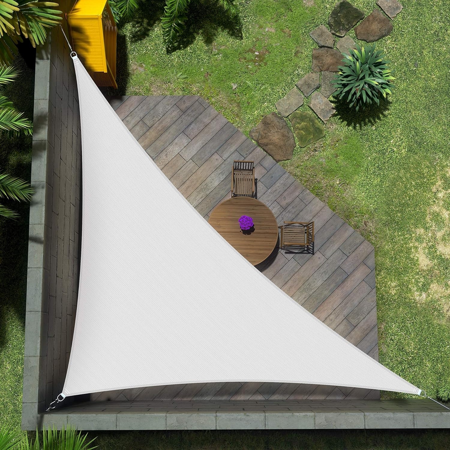 Custom Size 19' x 21' x 28.3' White Right Triangle Sun Shade Sail, UPF50+, 95% UV Block, Water & Air Permeable