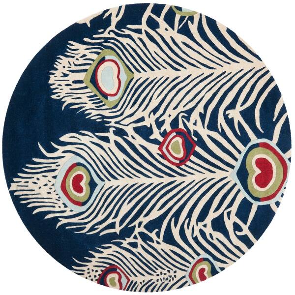 Shop Safavieh Handmade Peacock Feathers Blue New Zealand Wool Rug Overstock 7617658