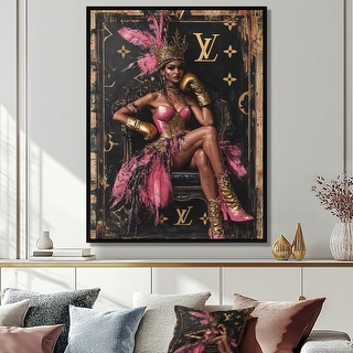 Designart "Elegant Boxer LIVIng In Luxury" Fashion Woman Canvas Art Framed Canvas Wall Art - Modern Wall Decor Art