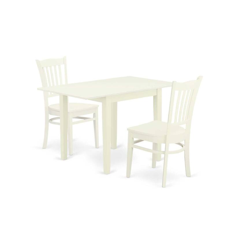 HomeStock 3-Pc Linen White Finish Solid Wood Top Dining Table Set