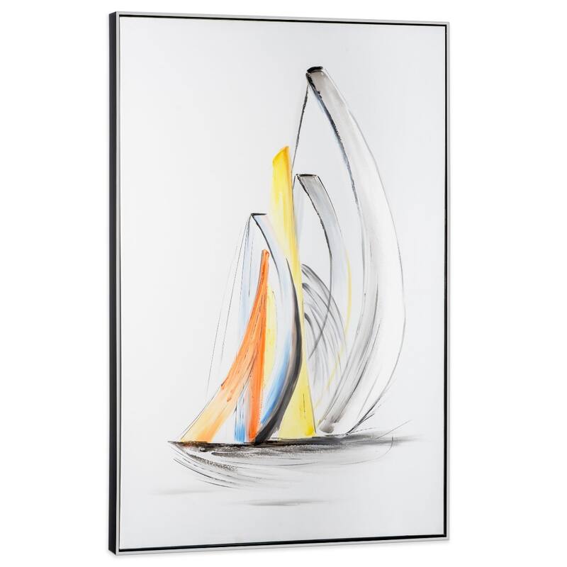 Schooner Winds Hand Painted Framed Canvas