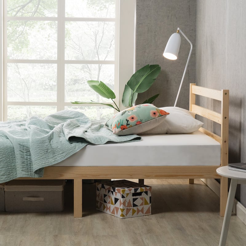 Priage by ZINUS Pine Wood Platform Bed Frame with Headboard