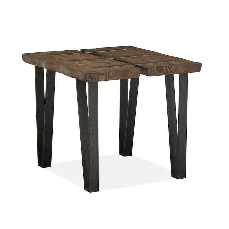 Magnussen Home Dartmouth Sawmill and Galvanized Steel Rectangular End Table - 26''W x 28''D x 24''H