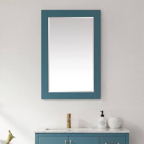 Altair Sutton Rectangular Bathroom Wood Framed Wall Mirror in Royal Green - Royal Green