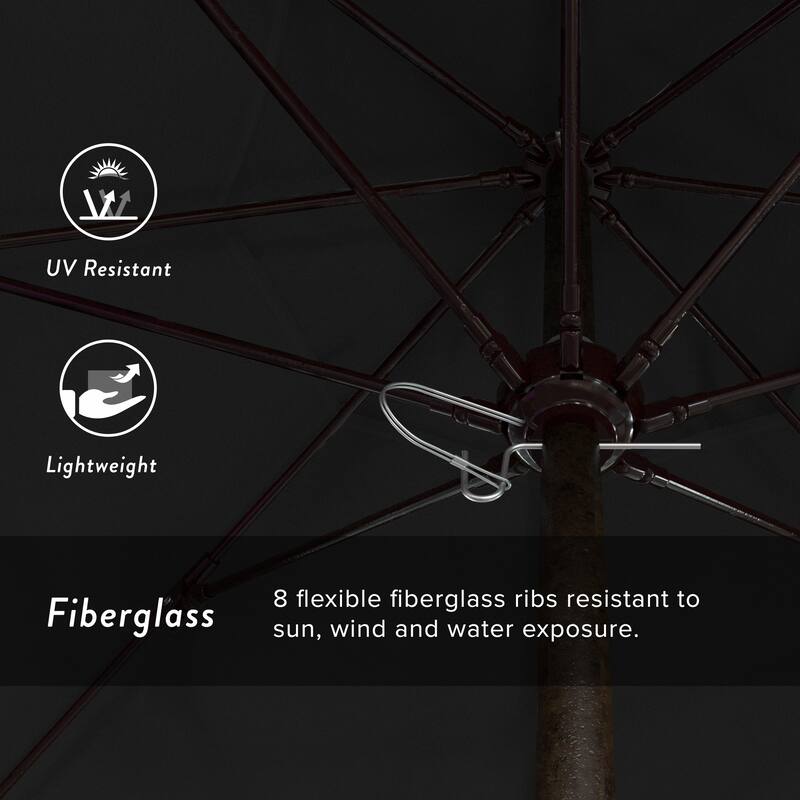 California Umbrella 9' Rd. Aluminum Frame, Fiberglass Rib Market Umbrella, Push Open, Bronze Finish, Pacifica Fabric