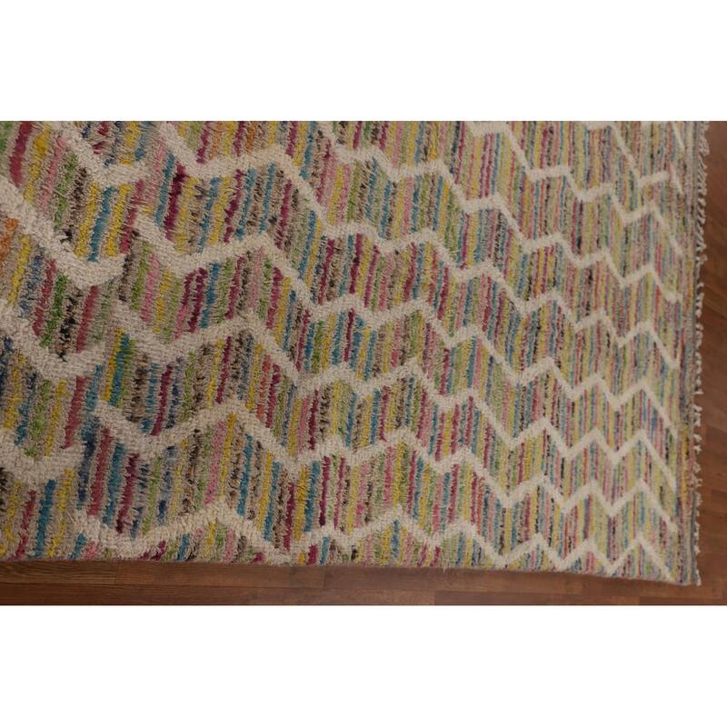 Moroccan Oriental Large Area Rug Hand-Knotted Wool Carpet - 9'4" x 14'10"