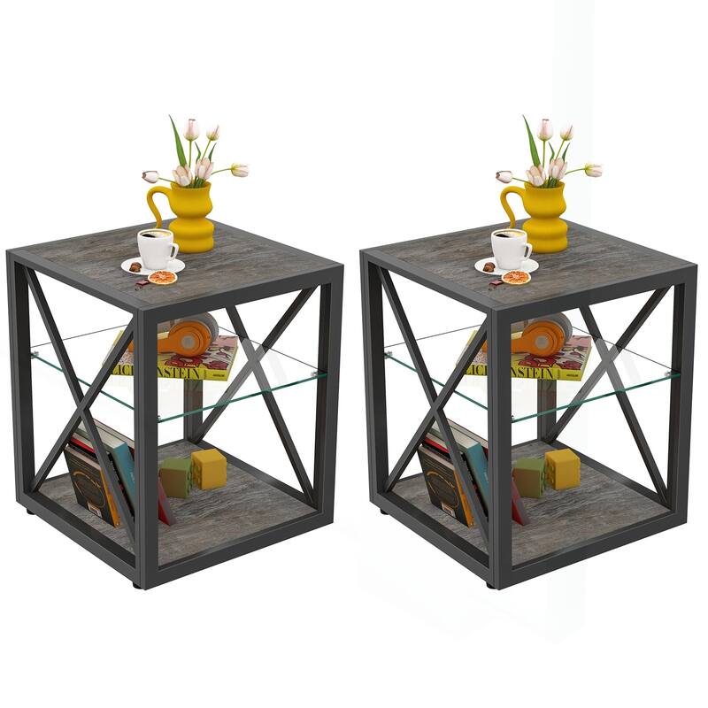 Modern Industrial Side Table with Versatile Storage and Durable Construction