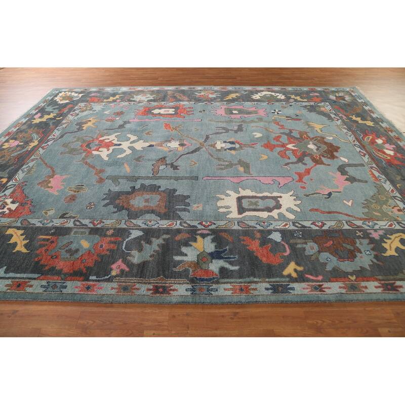 Floral Oushak Indian Area Rug Handmade Wool Carpet - 9'3"x 11'11"