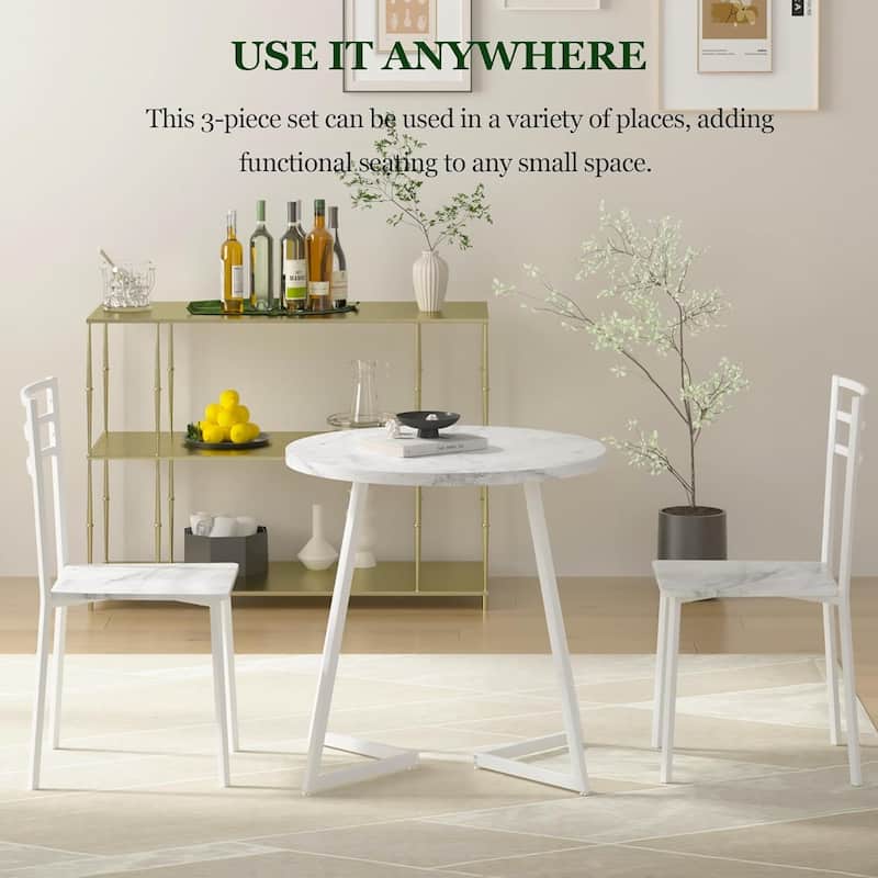 Javlergo 31.5" Round Dining Table Modern Leisure Table with Metal Leg